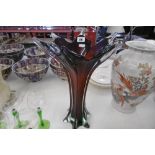 A TALL MURANO RED GLASS VASE