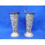 PAIR OF ROCOCO STYLE HM SILVER BUD VASES