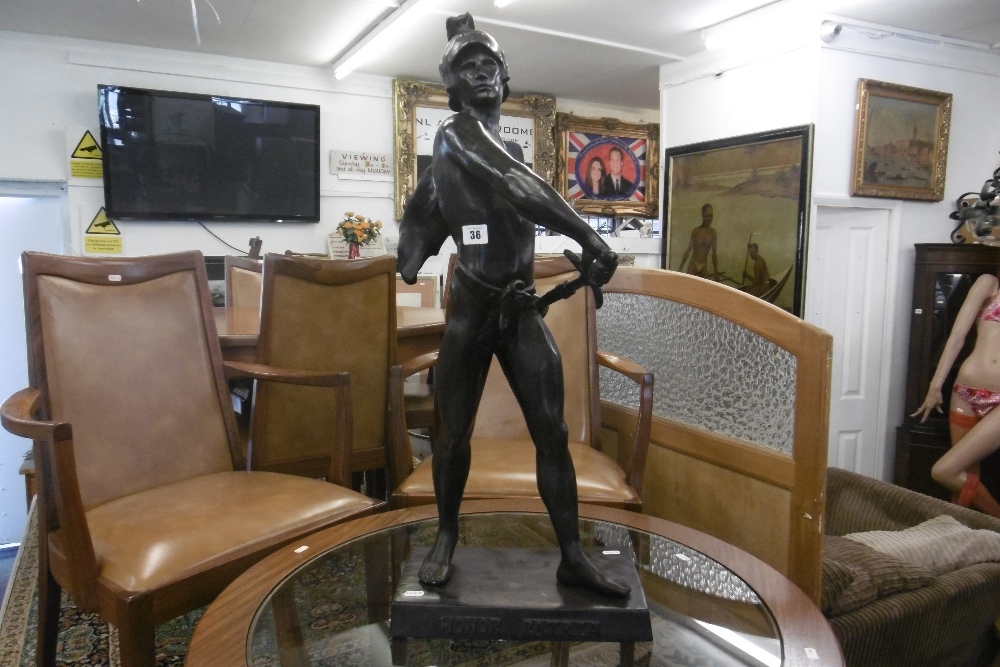 A LARGE BRONZE OF A ROMAN SOLDIER WITH SWORD