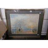 A GILT FRAMED PRINT TURNERS FIGHTING TEMERAIRE