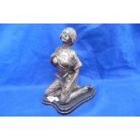 A BRONZE FIGURE GIRL KNEELING