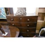 19TH CENTURY MAHOGANY BOW FRONT CHEST OF DRAWERS