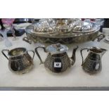 A SILVER PLATED THREE PIECE TEA SET