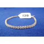 18ct WHITE GOLD AND DIAMOND TENNIS BRACELET, 8 INCHES LONG, APPROX.