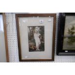 A VICTORIAN HAND COLOURED PHOTOGRAPH OF NYMPHS IN OAK FRAME