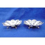 A PAIR OF HM SILVER PIERCED DISHES