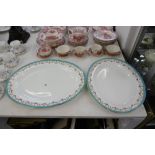 A PAIR OF FLORAL BLUE AND WHITE MEAT PLATTERS