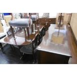 REPRODUCTION MAHOGANY DINING ROOM SUITE; TABLE, SIDEBOARD,