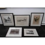 FIVE ASSORTED ETCHINGS