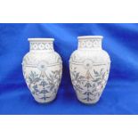 A PAIR OF ROYAL DOULTON ART NOUVEAU LAMBETH VASE INITIALS OF ELIZA SIMMANCE,