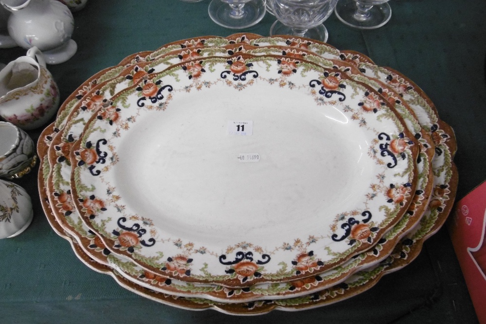 A SET OF THREE OVAL MEAT PLATES