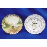 A 19TH CENTURY BERLIN PORCELAIN HAND PAINTED PLATE AND BAVARIAN CABINET PLATE