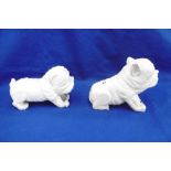 TWO MARBLE DOG FIGURES