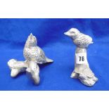 TWO SILVERED BRONZE BIRDS