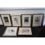 SIX ASSORTED FRAMED AND GLAZED PRINTS