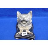 BRONZE MODEL CAT HEAD INKWELL