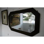 OCTAGONAL OAK FRAMED BEVELLED MIRROR