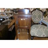 AN INLAID MAHOGANY POT CUPBOARD