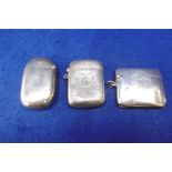 THREE HALLMARKED SILVER VESTA CASES