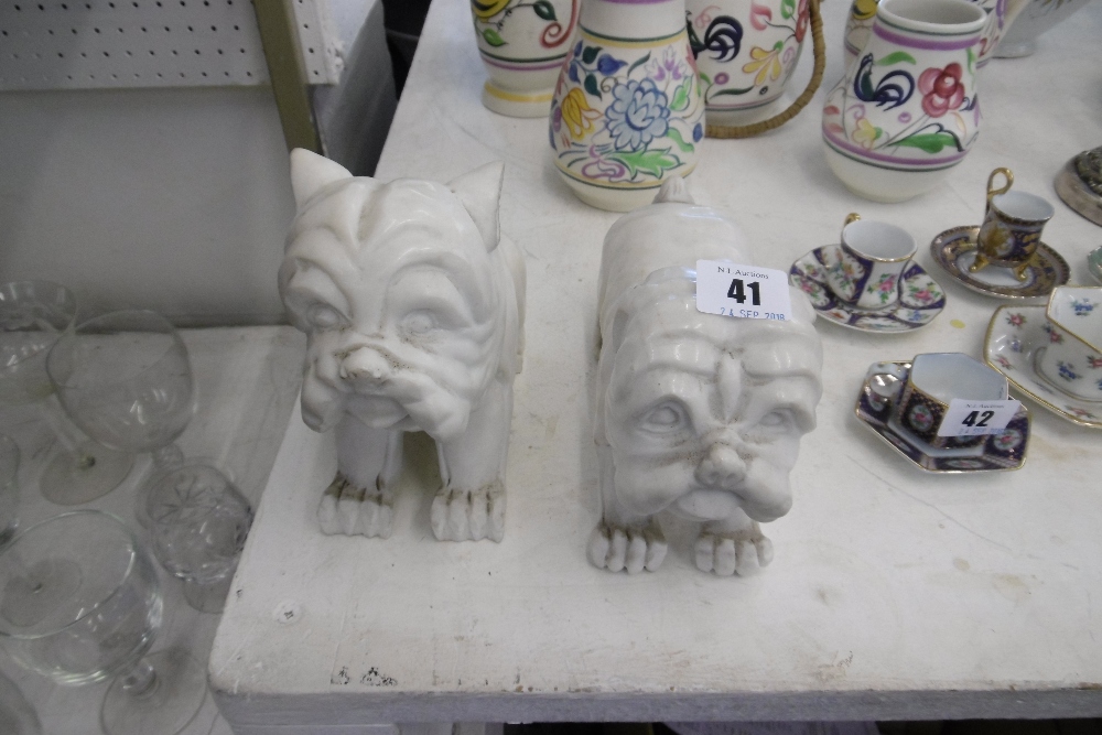 TWO MARBLE DOG FIGURES - Image 2 of 2