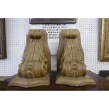 PAIR OF CARVED WOODEN WALL SCONCES