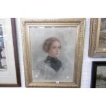 SIGNED GILT FRAMED PASTEL PORTRAIT OF A YOUNG LADY, C1900,