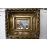 A GILT FRAMED OIL ON PANEL (DUTCH)