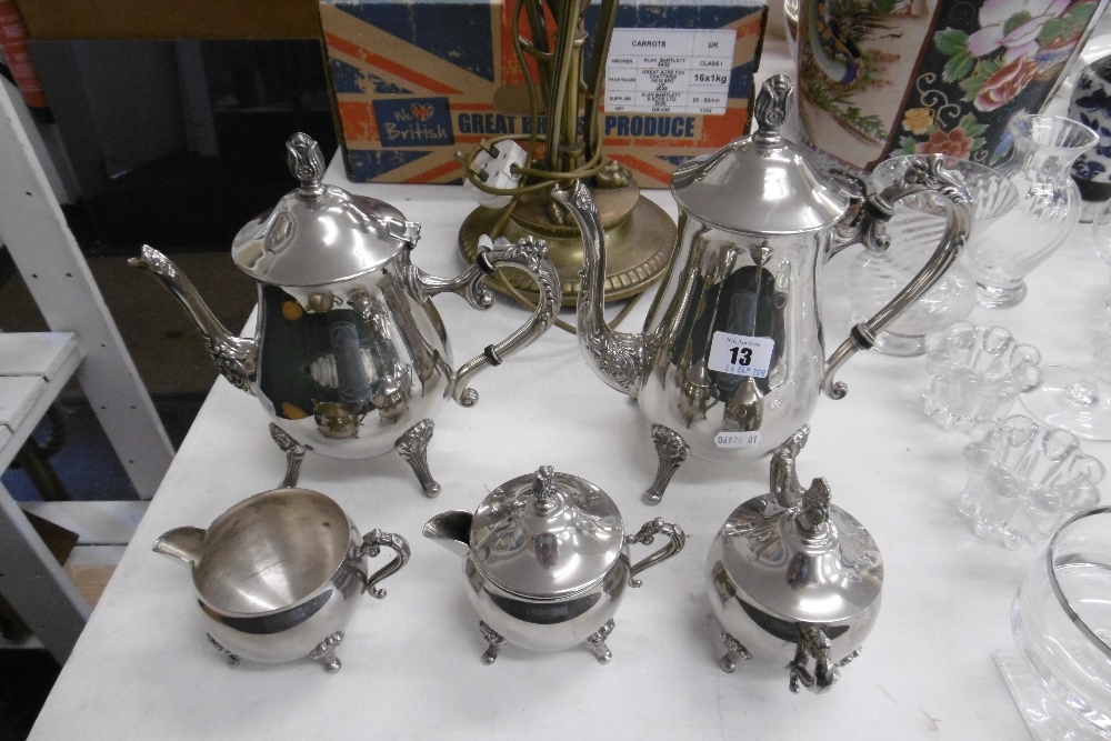 A SILVER PLATED TEA COFFEE AND MILK SET