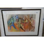 A FRAMED PASTEL DRAWING "THE LONDON BALLET" WITH LABEL ON REVERSE ARTIST VAVARA SHAVROVA