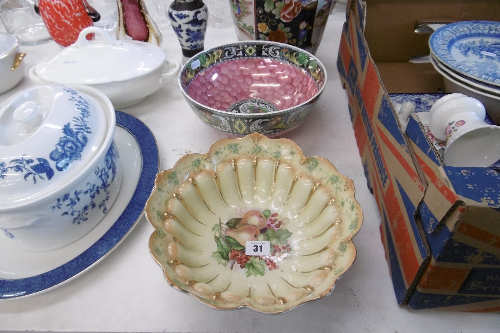 A VICTORIAN FRUIT BOWL PLUS ONE OTHER