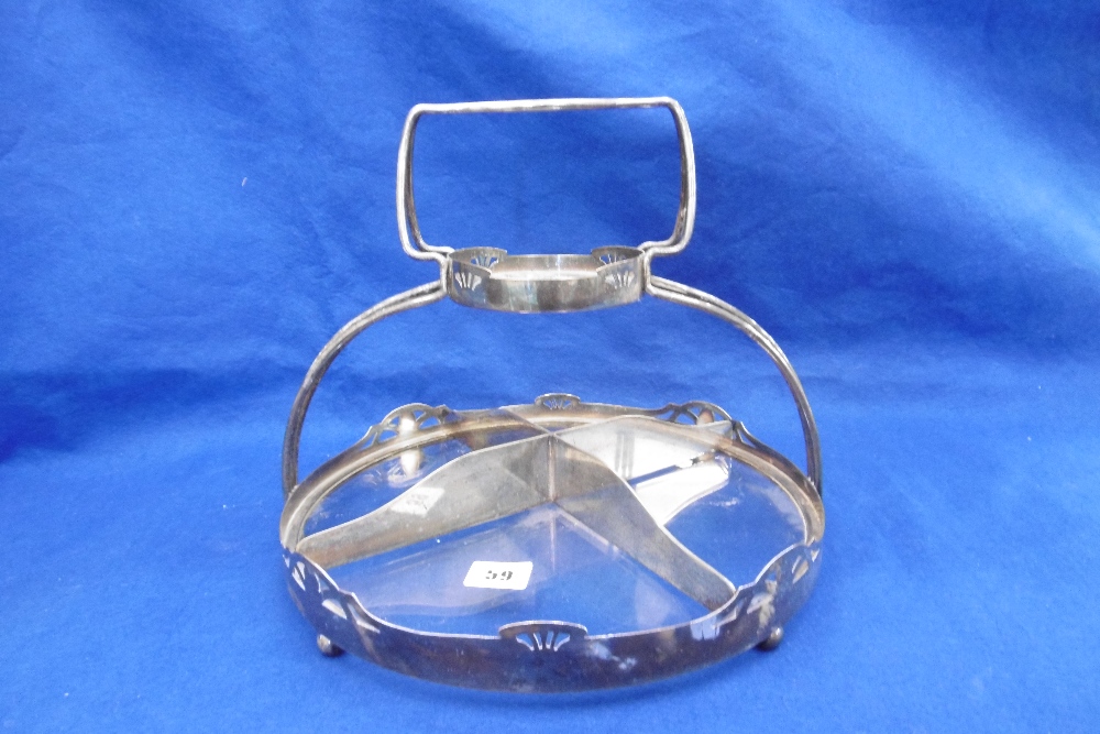 A SILVER PLATED ART NOUVEAU SILVER PLATED HORS D'OEUVRE'S DISH