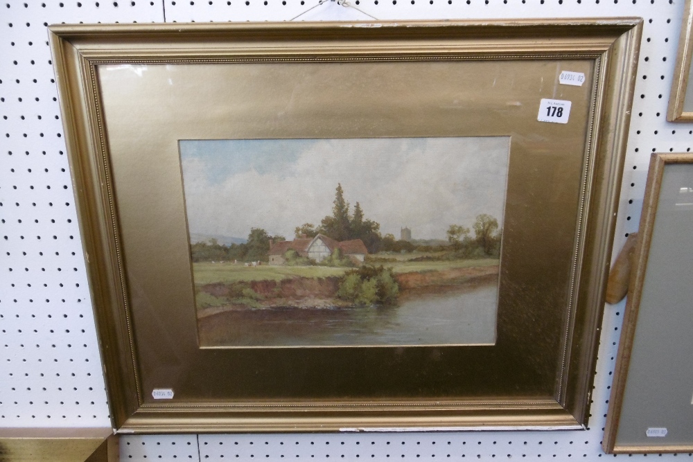 AN OIL PAINTING RIVER SCENE SIGNED F. - Image 2 of 2
