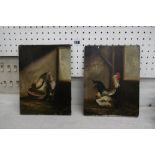 A PAIR OF OILS ON BOARD SIGNED,