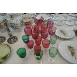 A COLLECTION OF CRANBERRY GLASS WARE ETC