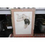 A SIGNED WATERCOLOUR NUDE STUDY SIGNED