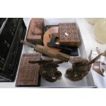 ASSORTMENT OF COSTUME ITEMS INC CARVED WOOD BUSTS ETC.