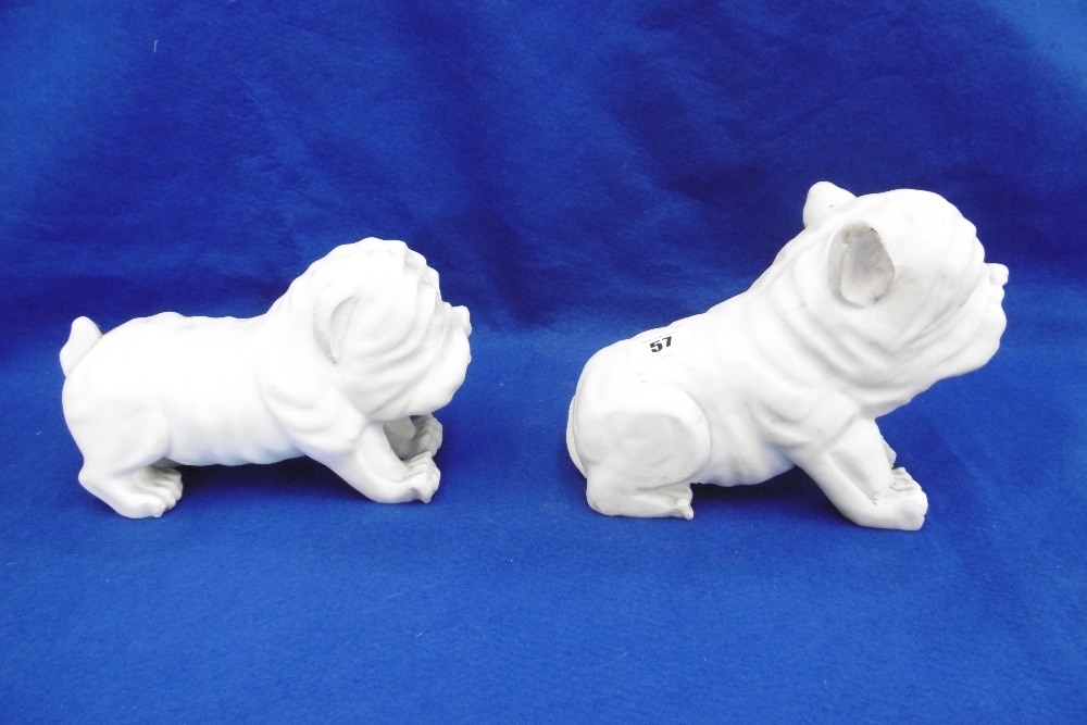 TWO MARBLE DOG FIGURES