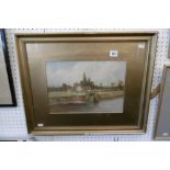AN OIL PAINTING RIVER SCENE SIGNED F.