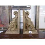 PAIR OF CARVED WOODEN WALL SCONCES