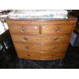 AN INLAID 19TH CENTURY BOW FRONT CHEST OF DRAWERS