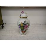 A SMALL HAND PAINTED HEREND VASE AND COVER