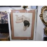 A SIGNED WATERCOLOUR NUDE STUDY SIGNED