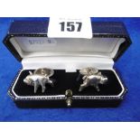 PAIR OF NOVELTY SILVER CUFFLINK'S IN FORM OF PIGS