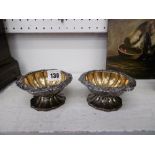 A PAIR OF OLD SHEFFIELD PLATE SALT CELLARS