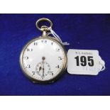 AN 18CT GOLD KEYLESS WIND OPEN FACED POCKET WATCH,