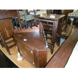 A VICTORIAN INLAID WALNUT HANGING CABINET AND A NEST OF TABLES A/F