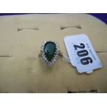 AN 18CT EMERALD AND DIAMOND RING SIZE L