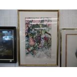 A SIGNED WATERCOLOUR GRAPES AND FLOWERS ANNETTE KANE