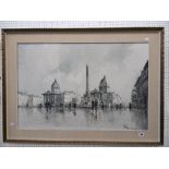 A FRAMED OIL ON CANVAS TOWN SCAPE