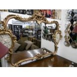 GILT MIRROR WITH MARBLE PLAQUES